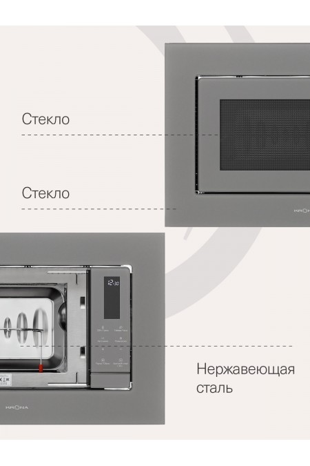 Микроволновая печь встраиваемая Krona MYSTERIUM mw 60 GR (нержавеющая сталь) 4