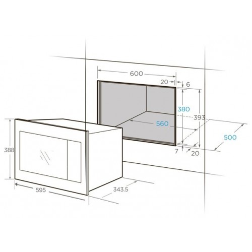 Микроволновая печь встраиваемая Midea MI10250GBX (нержавеющая сталь/черный) 5
