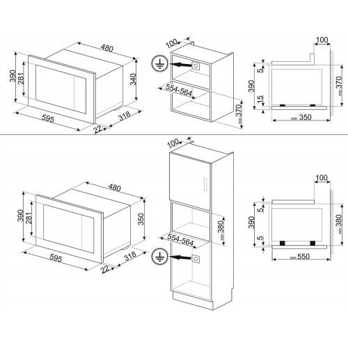 Микроволновая печь встраиваемая Smeg FMI120B3 (черный) 2