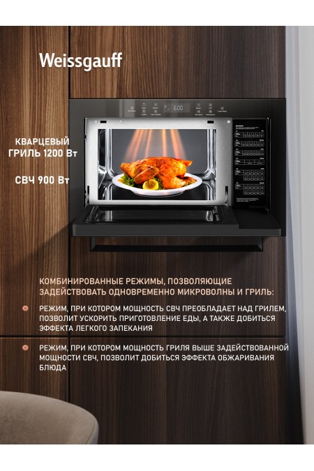 Микроволновая печь встраиваемая Weissgauff HMT-256 TSB (черный) 4