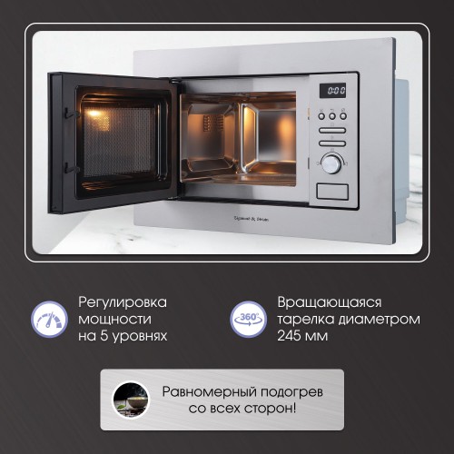 Микроволновая печь встраиваемая Zigmund Shtain BMO 16.202 S (серебристый) 1