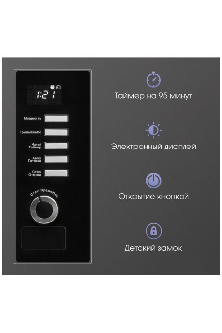 Микроволновая печь встраиваемая Zigmund Shtain BMO 21 B (черный) 5