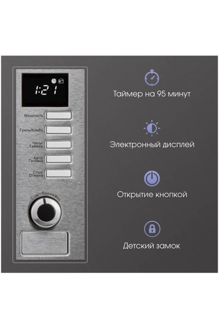 Микроволновая печь встраиваемая Zigmund Shtain BMO 21 S (нержавеющая сталь) 7