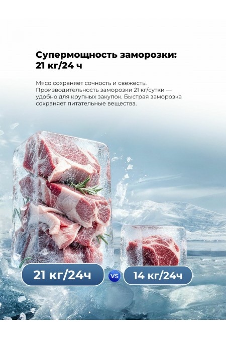 Морозильник Haier H3F-295SAA (серебристый) 7