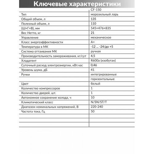 Морозильный ларь NORDFROST CF 150 (белый) 5