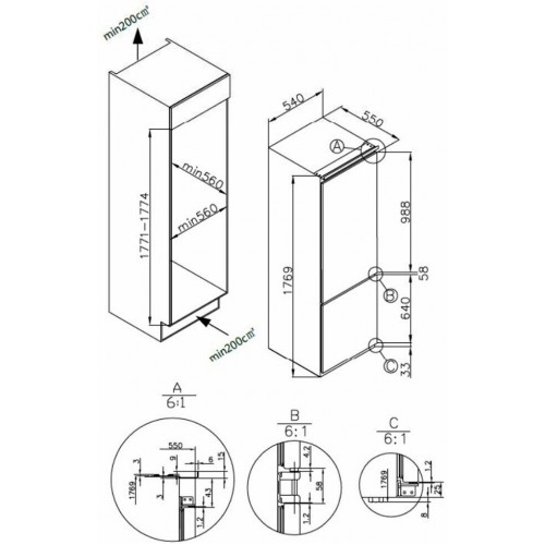 Встраиваемый холодильник HOMSair FB177SW (белый) 4