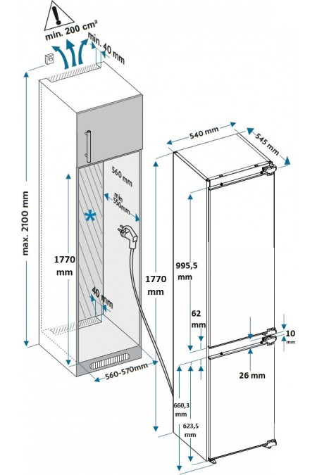 Встраиваемый холодильник Hyundai HBR 1785 (белый) 1