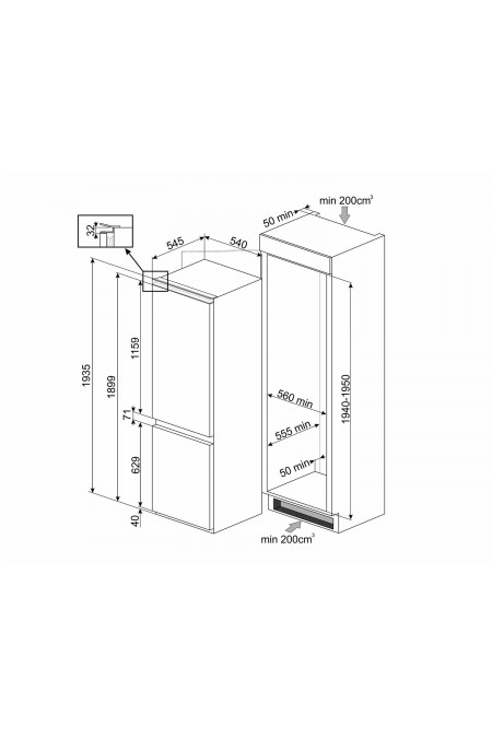 Встраиваемый холодильник Smeg C8194TNE (белый) 1