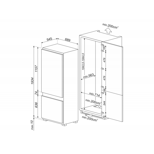 Встраиваемый холодильник Smeg C875TNE (белый) 7