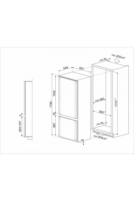 Встраиваемый холодильник Smeg C9174DN2D (белый) 1