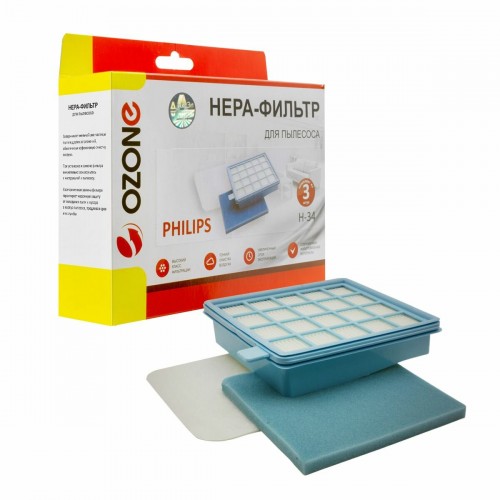 Комплект фильтров OZONE microne H-34 для пылесоса Philips 9