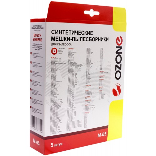 Пылесборник OZONE microne M-05 синтетика компл. 5шт. (10) белый 1