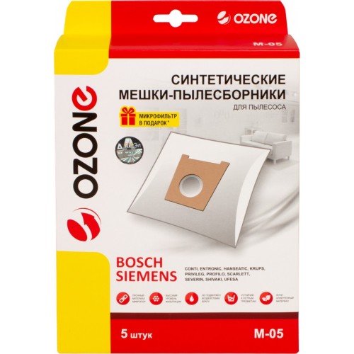 Пылесборник OZONE microne M-05 синтетика компл. 5шт. (10) белый 4