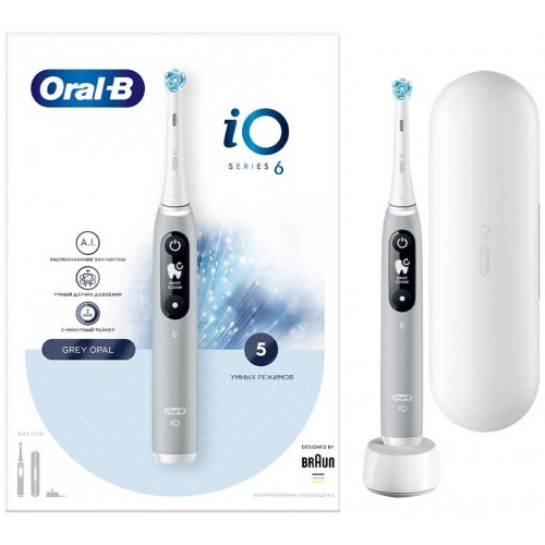 Электрическая зубная щетка Oral-B iO 6 S Grey Opal (серый) 1