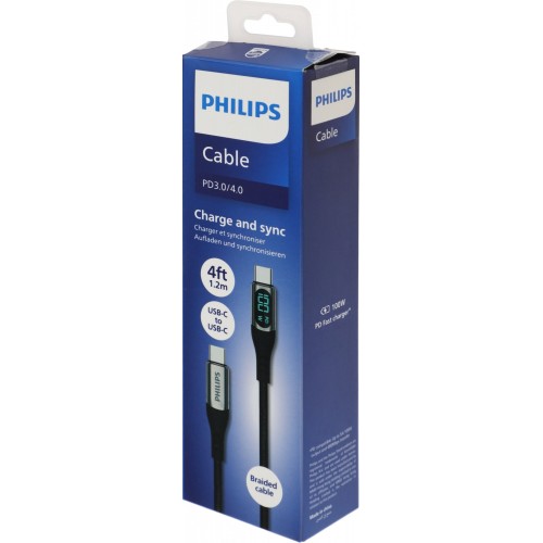 Кабель Philips DLC9100 USB Type-C (m)-USB Type-C (m) 1.2 м (черный) 2