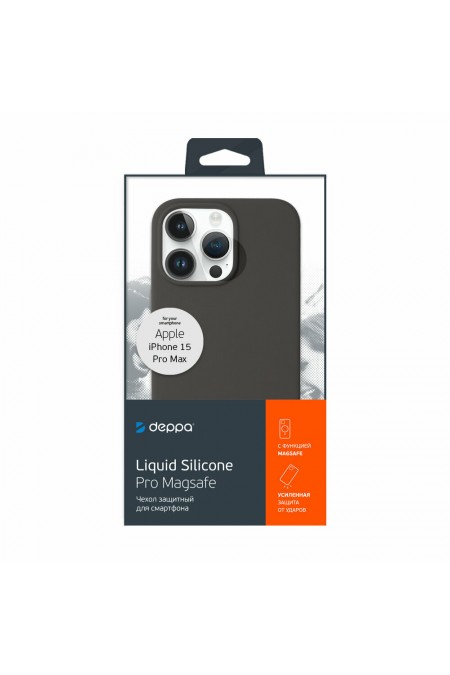 Чехол DEPPA для Apple iPhone 15 Pro Max Liquid Silicone with MagSafe (серый) 5