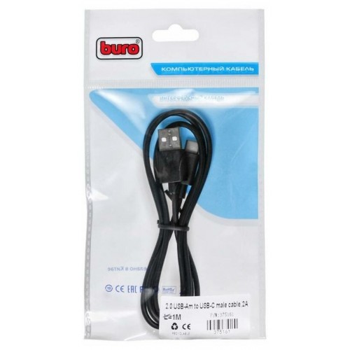 Кабель Buro BHP USB-C 1M USB (m)-USB Type-C (m) 1 м (черный) 5