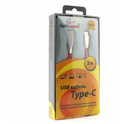 Кабель Cablexpert CC-G-USBC01R-3M USB 2.0 AM/Type-C 3 м (красный) 1
