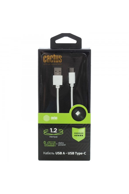 Кабель cactus CS-USB.A.USB.C-1.2 USB (m)-USB Type-C (m) 1.2 м (белый) 2