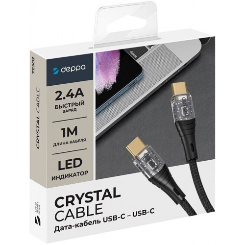 Кабель Deppa 72502 Type C - Type C 1 м (черный) 1