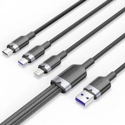 Кабель Vention CTRBG USB-A 2.0 - Type C/MicroB/Lightning 1.5 м (черный)