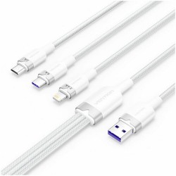 Кабель Vention CTRWG USB-A 2.0 - Type C/MicroB/Lightning 1.5 м (белый)