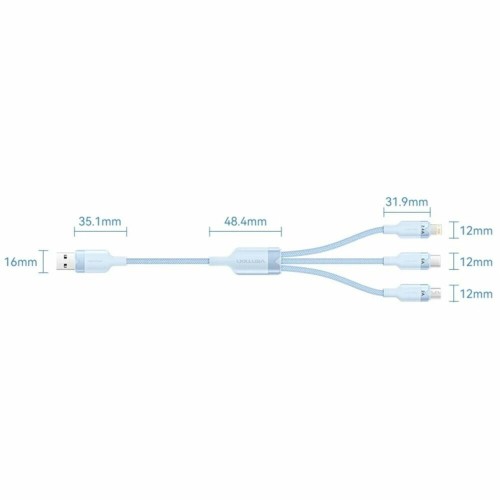 Кабель Vention CTRWG USB-A 2.0 - Type C/MicroB/Lightning 1.5 м (белый) 1