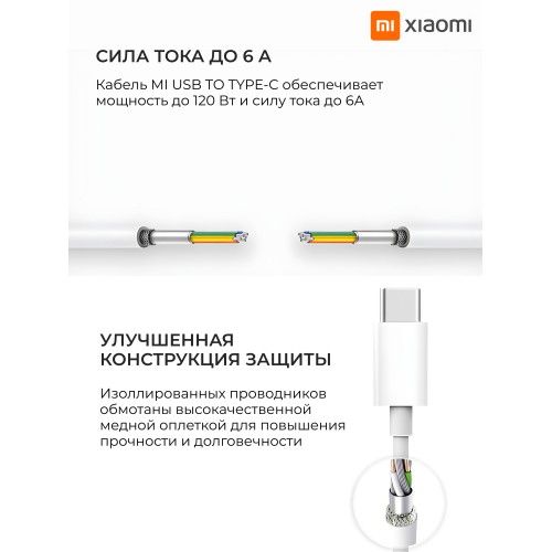 Кабель Xiaomi 6A Type-C Fast Charging Data Cable 1 м (BHR4915CN) (белый) 3