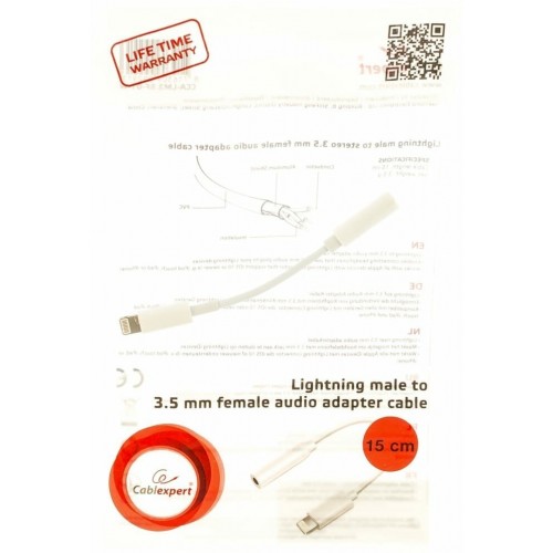 Переходник Cablexpert CCA-LM3.5F-01-W Lightning/Jack3.5F (белый) 8