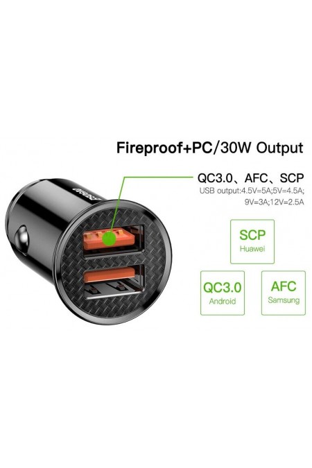 Автомобильное зарядное устройство Baseus CCALL-YD01 A+A 30W Dual QC3.0 8