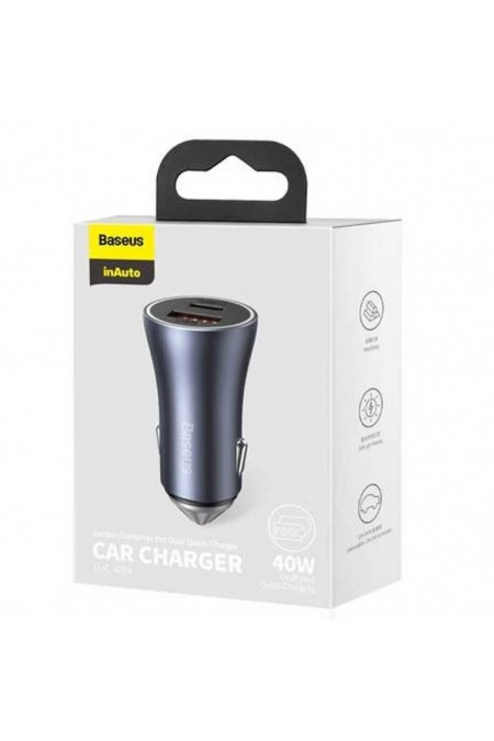 Автомобильное зарядное устройство Baseus CCJD-0G Golden Contactor Pro Dual Quick Charger Car Charger U+C 40W 3