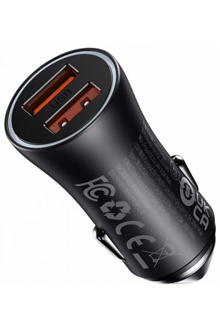 Автомобильное зарядное устройство Baseus Golden Contactor Max Dual Fast Charger Car Charger U+U 60W (CGJM000013) 1