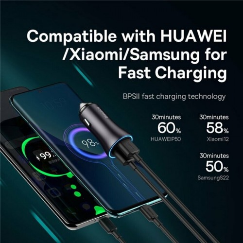Автомобильное зарядное устройство Baseus Golden Contactor Max Dual Fast Charger Car Charger U+U 60W (CGJM000013) 1
