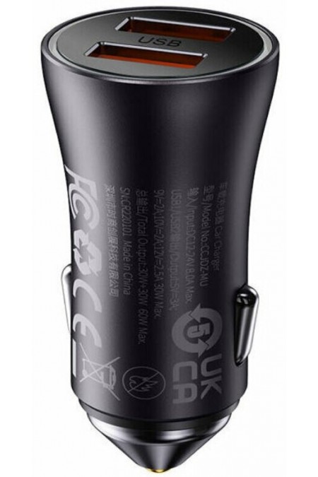 Автомобильное зарядное устройство Baseus Golden Contactor Max Dual Fast Charger Car Charger U+U 60W (CGJM000013) 2