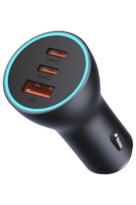 Автомобильное зарядное устройство Baseus Golden Contactor Pro Triple Fast Charge Car Charger 65W U+C+C Dark Gray (CGJP010013) 