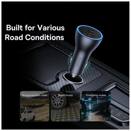 Автомобильное зарядное устройство Baseus Golden Contactor Pro Triple Fast Charge Car Charger 65W U+C+C Dark Gray (CGJP010013) 2