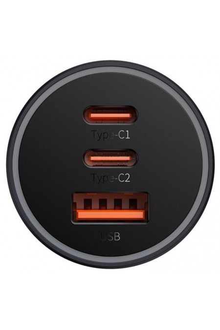 Автомобильное зарядное устройство Baseus Golden Contactor Pro Triple Fast Charge Car Charger 65W U+C+C Dark Gray (CGJP010013) 3