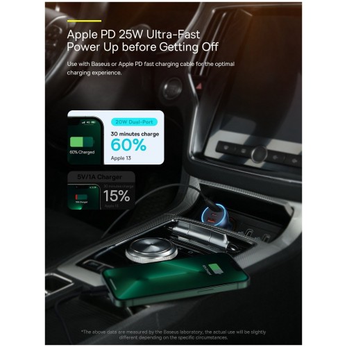 Автомобильное зарядное устройство Baseus Golden Contactor Pro Triple Fast Charge Car Charger 65W U+C+C Dark Gray (CGJP010013) 3