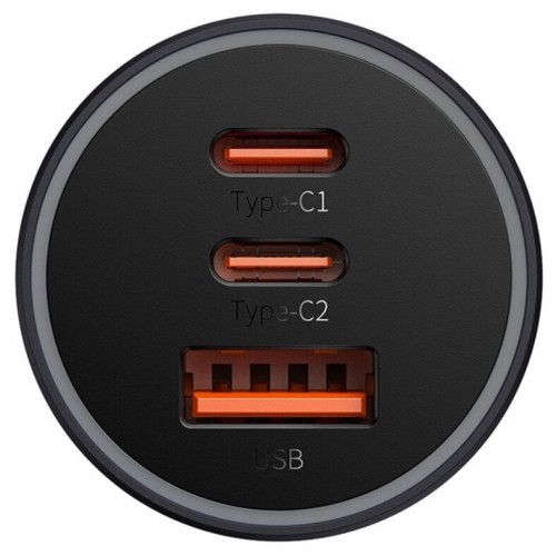 Автомобильное зарядное устройство Baseus Golden Contactor Pro Triple Fast Charge Car Charger 65W U+C+C Dark Gray (CGJP010013) 9