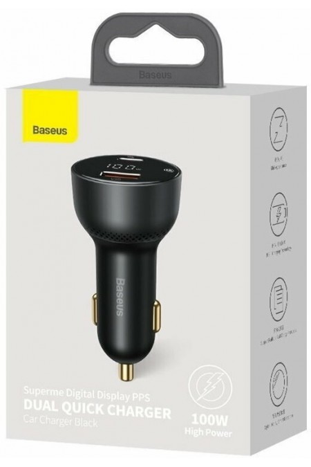 Автомобильное зарядное устройство BASEUS Superme Digital Display 1xUSB + 1xUSB-C (CCZX-01) 5A 95W 6