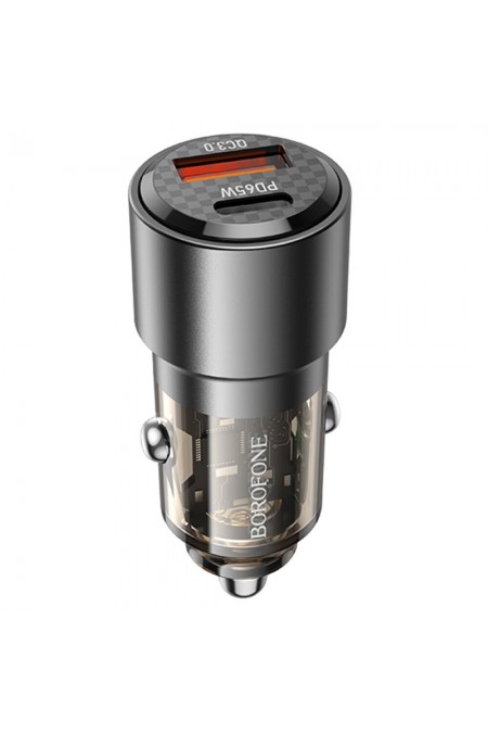 Автомобильное зарядное устройство BOROFONE BZ20A 1USB+1Type-C 3.0A 83W PD65W+QC3.0 (6941991101625) 3