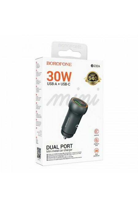 Автомобильное зарядное устройство Borofone BZ32A 1USB+1Type-C 3.0A PD30W+QC3.0 (6941991118579) 1