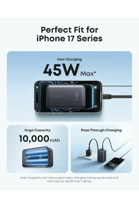 Портативный аккумулятор Anker Nano A1638P11 45W 1USB/1C 10000mAh (черный) 2