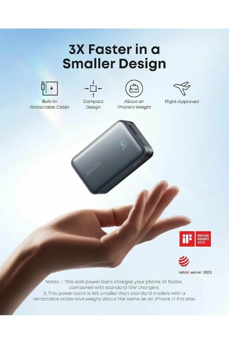 Портативный аккумулятор Anker Nano A1638P11 45W 1USB/1C 10000mAh (черный) 3
