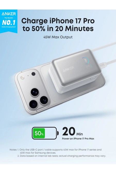 Портативный аккумулятор Anker Nano A1638P21 45W 1USB/1C 10000mAh (белый) 8