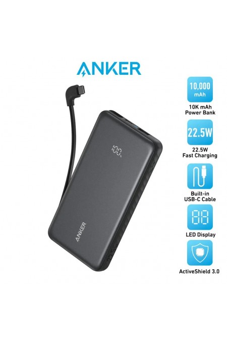 Портативный аккумулятор Anker Zolo A110DP11 22.5W 1USB/2C с проводом Type-C 10000mAh (черный) 