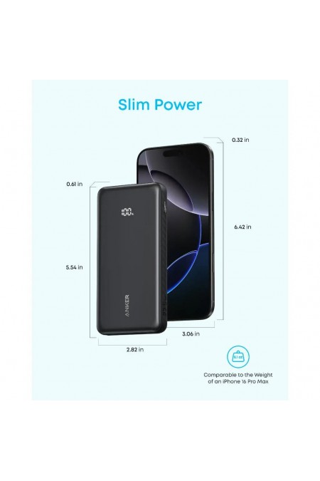 Портативный аккумулятор Anker Zolo A110DP11 22.5W 1USB/2C с проводом Type-C 10000mAh (черный) 4