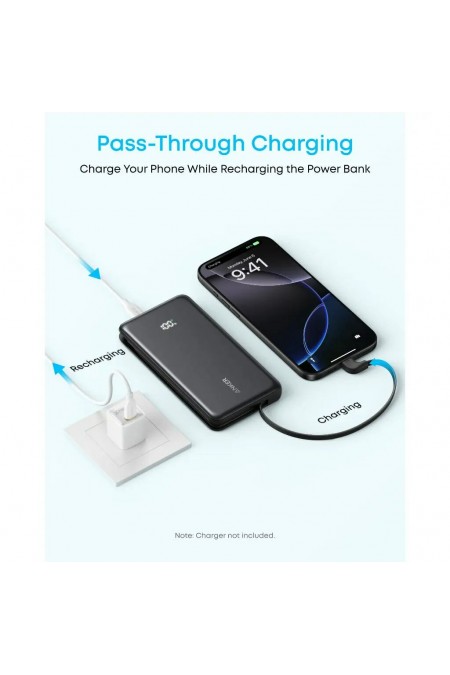 Портативный аккумулятор Anker Zolo A110DP11 22.5W 1USB/2C с проводом Type-C 10000mAh (черный) 7