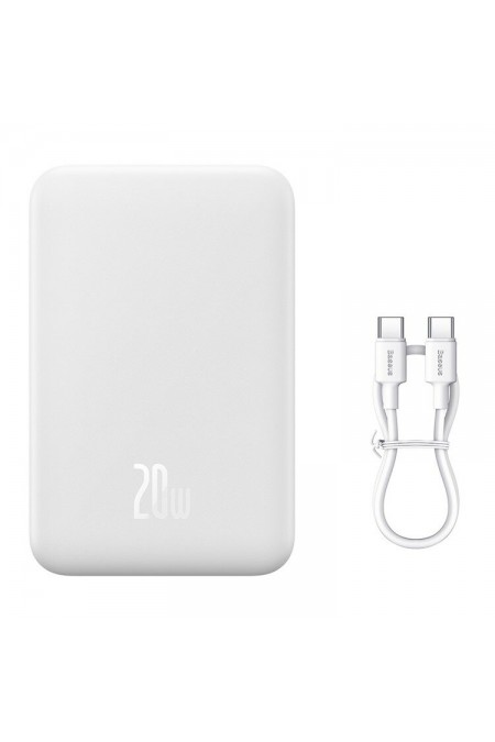 Портативный аккумулятор Baseus Magnetic Mini Wireless Fast Charge Power Bank 20000mAh 20W (белый) 3