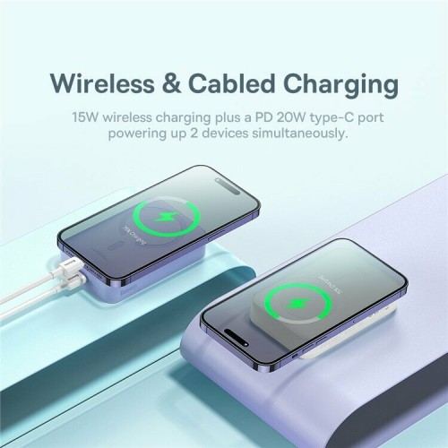 Портативный аккумулятор Baseus Magnetic Mini Wireless Fast Charge Power Bank 20000mAh 20W (белый) 5